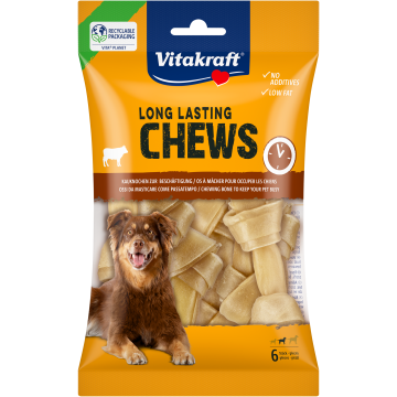 LONG LASTING CHEWS Geknoteter Kauknochen, 10 cm, 6 Stück