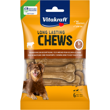LONG LASTING CHEWS Kauknochen gepresst, 8 cm, 6 Stück