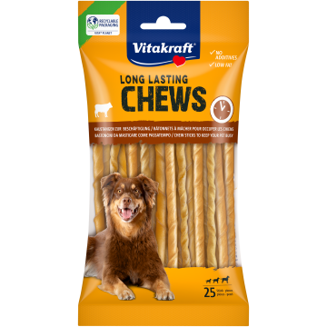LONG LASTING CHEWS Gedrehte Kaustangen, 12,5 cm, 25 Stück