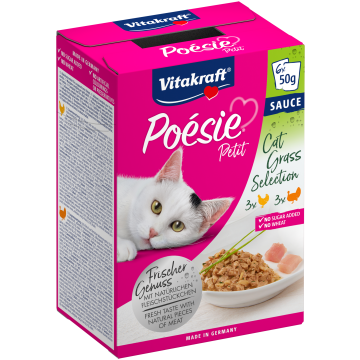 Poésie® Petit Multipack mit Pute und Huhn + Katzengras