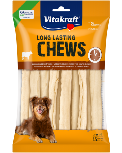 LONG LASTING CHEWS Kaurolle, white, 16 cm, 15 Stück