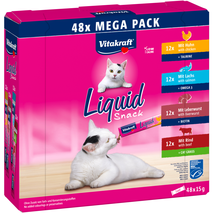 Liquid Snack Mega Pack Huhn + Lachs + Leberwurst + Rind
