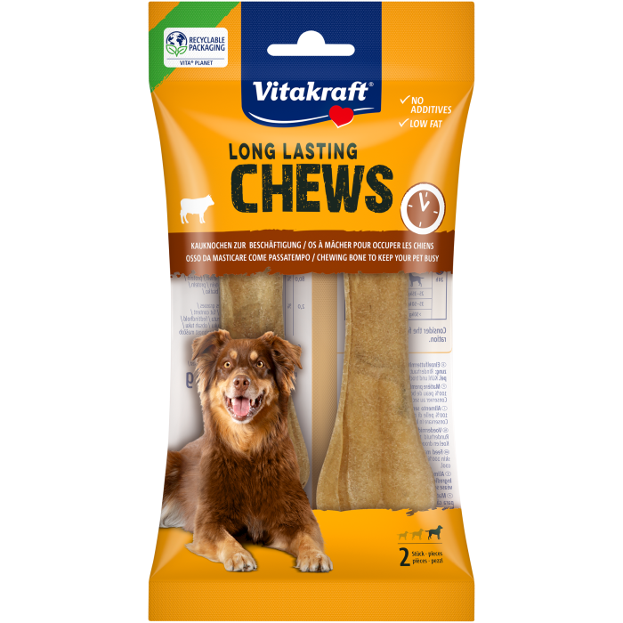 LONG LASTING CHEWS Kauknochen, gepresst, 14 cm, 2 Stück
