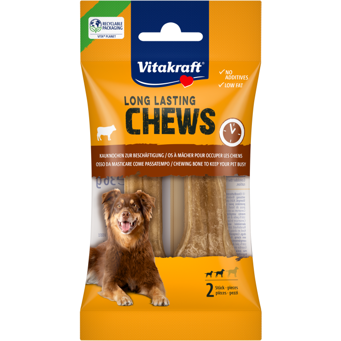 LONG LASTING CHEWS Kauknochen, gepresst, 8 cm, 2 Stück